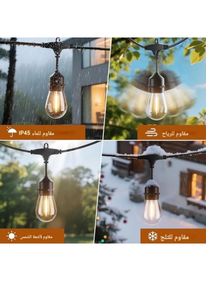 سلك هولدر عقد طول 50 متر اسود نزول 15 سم و 1 لمبة لكل متر مجموع 50 لمبات E27 المطور (إمكانية توصيل عدة عقود ببعضها) - Image 2